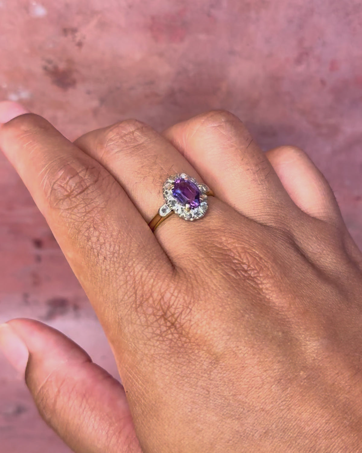 Anillo Art Déco Amatista 1.10 quilates y diamantes "Eglantine"