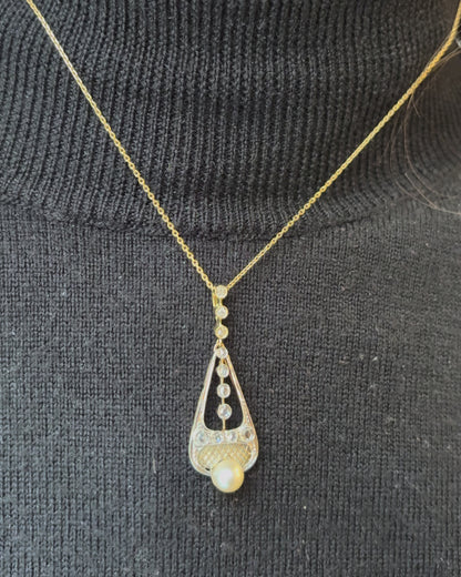 Diamond and pearl pendant