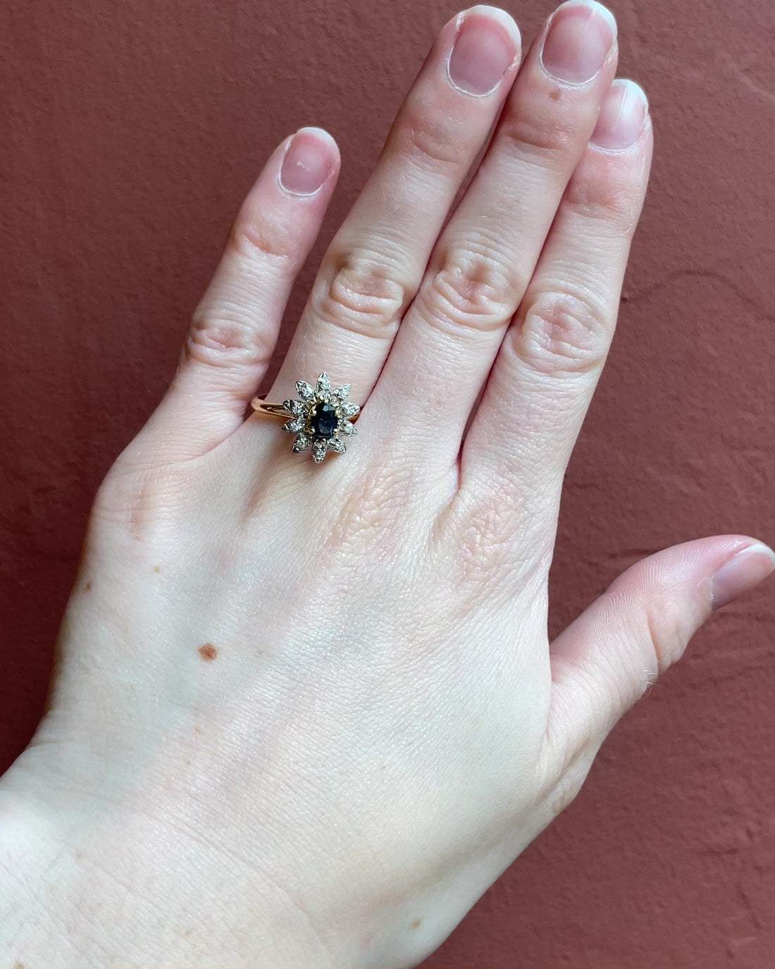 Bague Marguerite Saphir naturel &amp; Diamants “Avery”