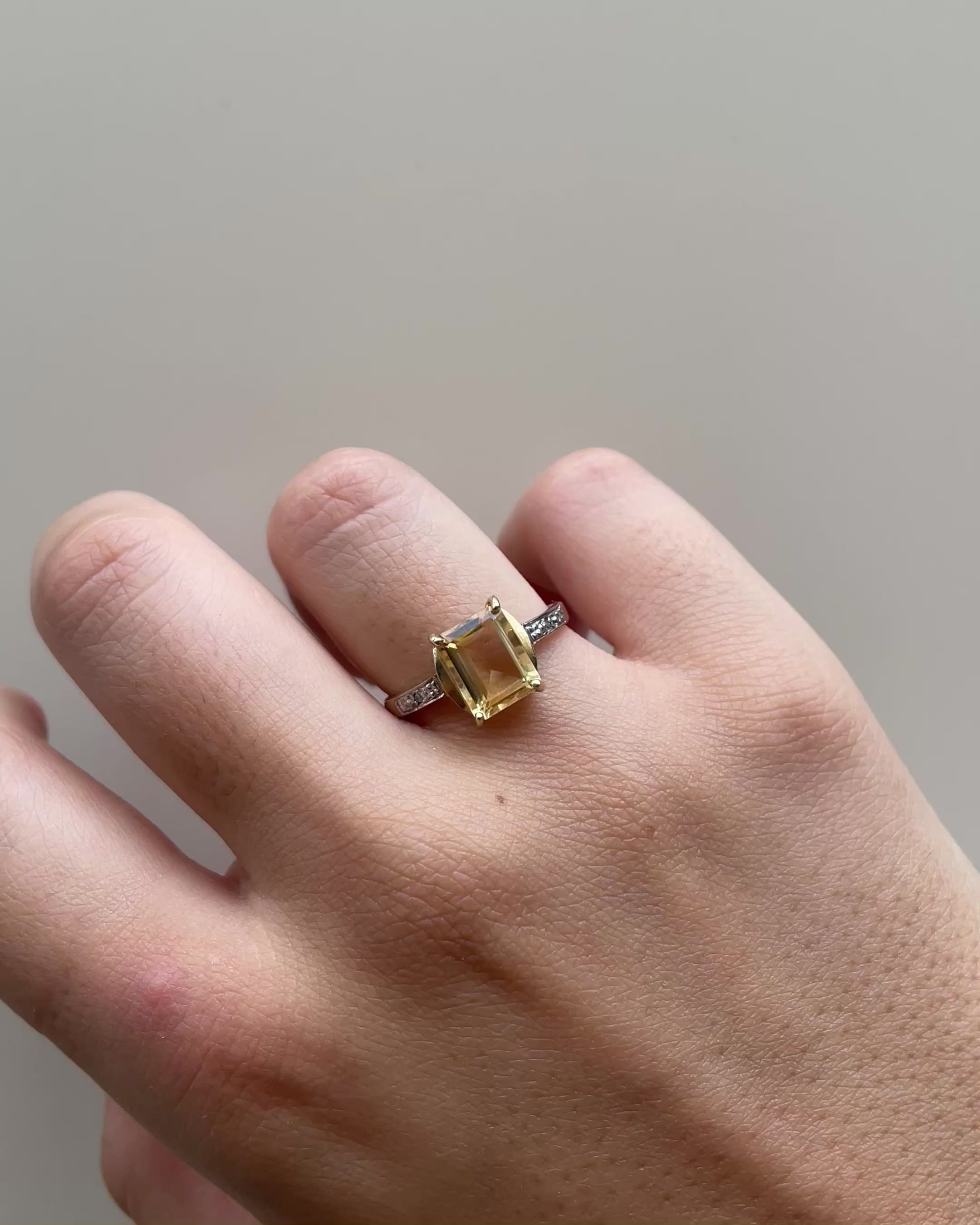 Bague Solitaire Citrine 2.25 carats &amp; Diamants "Dréa"