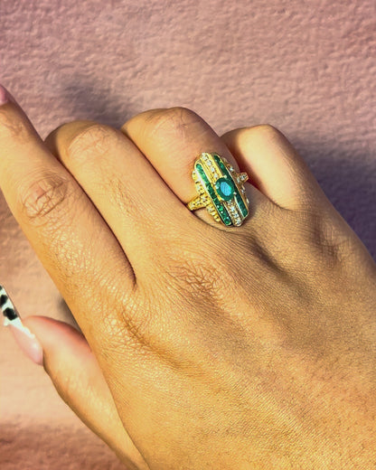 Art Deco Style Emerald 1.09 carat &amp; Diamond Ring "Johanna"