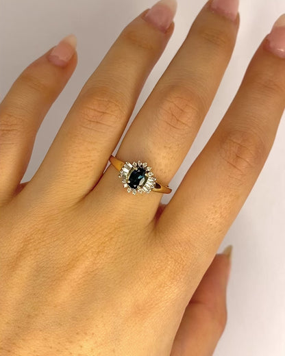 Marguerite Ring Sapphire 0.60 Carat &amp; Diamonds 0.25 Carat "Soizic"