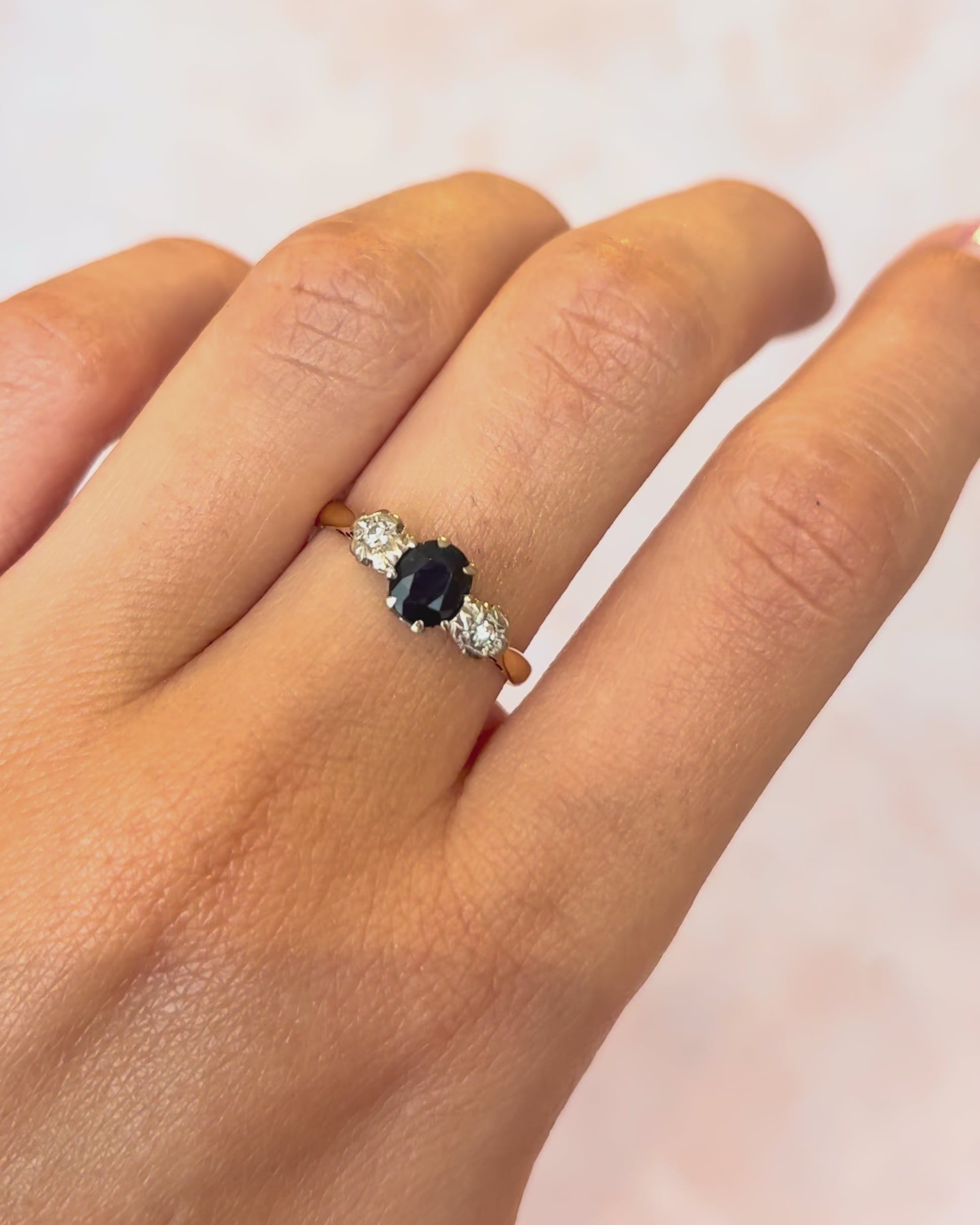 “Rachelle” 0.75-Carat Sapphire &amp; Diamond Trilogy Ring