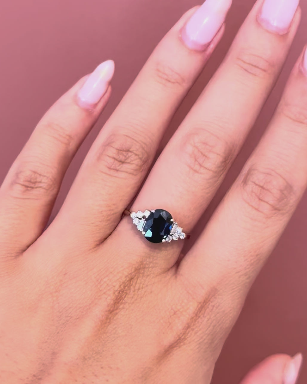 Bague Trilogie Saphir 1.82 carat &amp; Diamants "Samantha"
