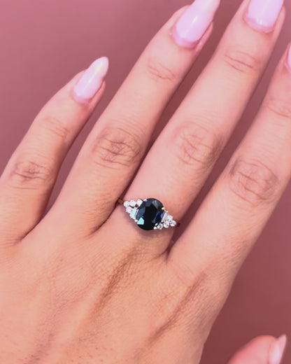 Bague Trilogie Saphir 1.82 carat &amp; Diamants "Samantha"