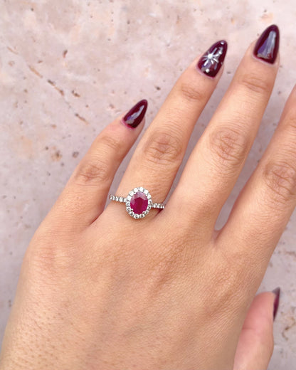 Solitaire Ruby Ring 1.09 Carat &amp; Diamonds 0.24 Carat "Jade"