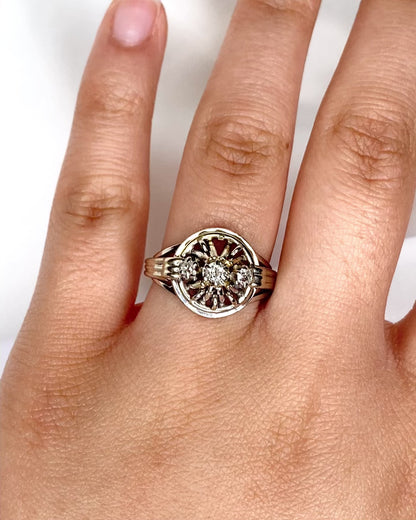 Anillo estilo Art Déco con diamantes 0,25 quilates y oro de 18 quilates 5,85 g "Romy"