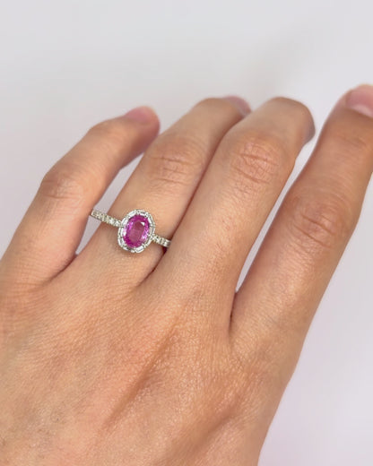 Bague Marguerite Saphir Rose 0.76 carat &amp; Diamants "Elodie"