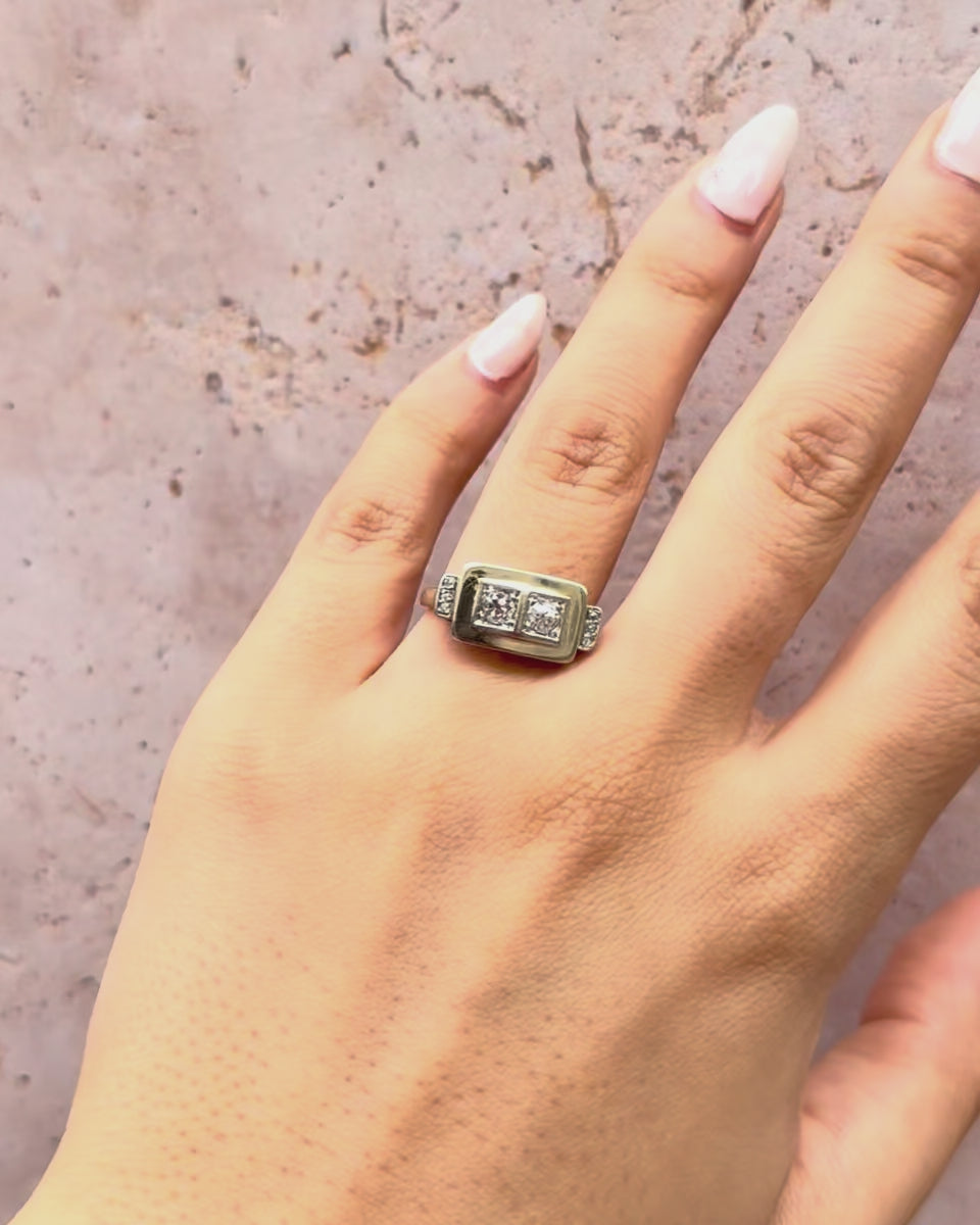 Bague Tank Art-Déco Diamants 0.43 carat "Anouchka"