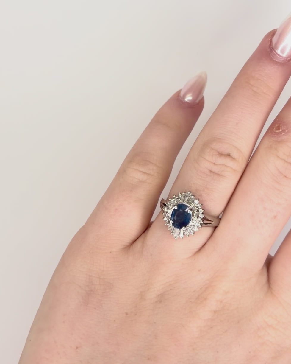 Marguerite Ring Sapphire 0.85 Carat &amp; Diamonds 0.45 Carat "Fanny"