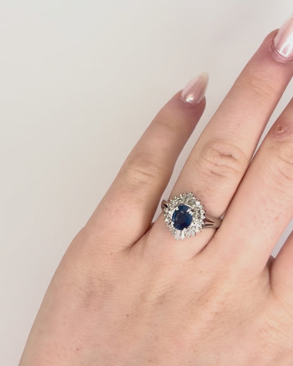 Marguerite Ring Sapphire 0.85 Carat &amp; Diamonds 0.45 Carat "Fanny"
