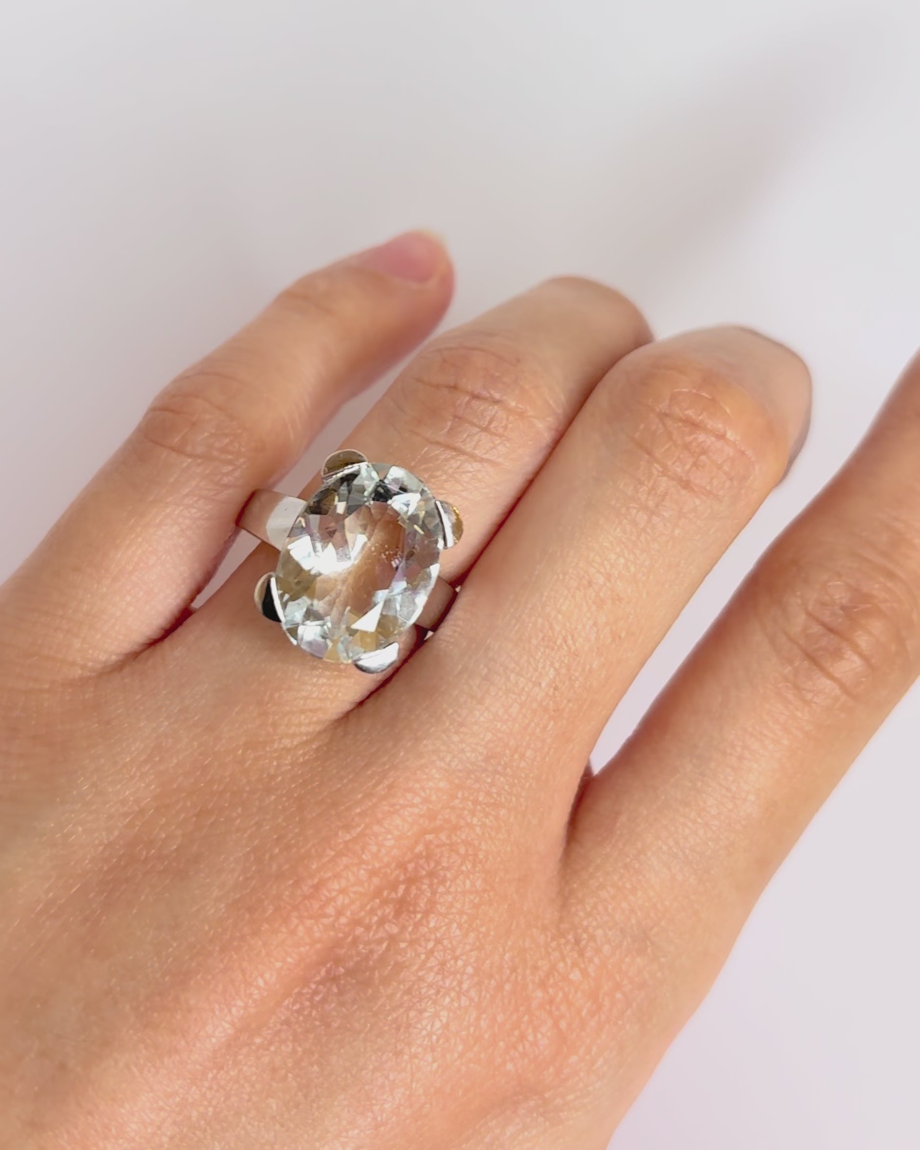 Cocktail Ring Aquamarine 8.70 carats &amp; Gray Gold 6.74g "Marinette"