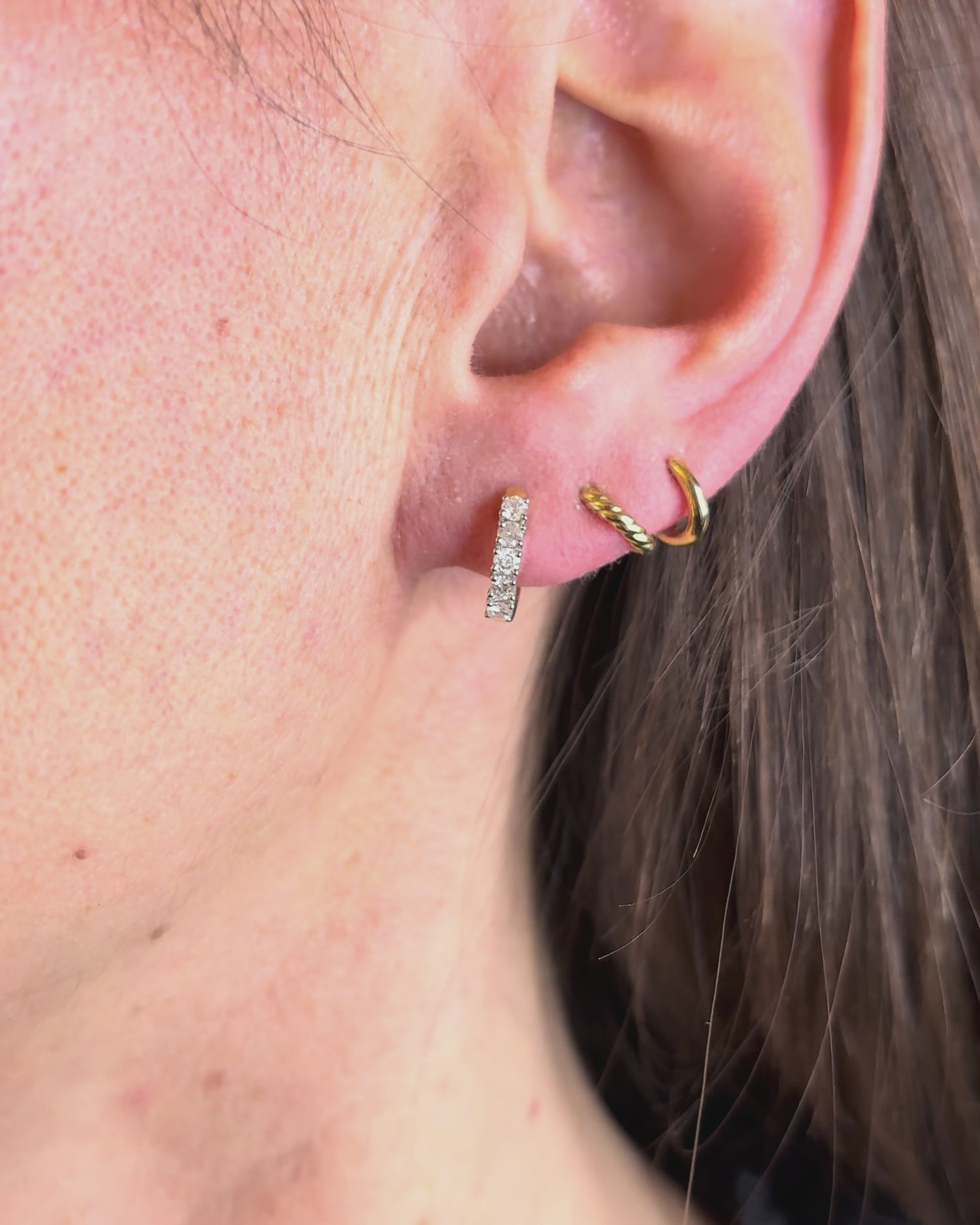 Pendientes de media argolla con diamantes 0,40 quilates &quot;Mireille&quot;