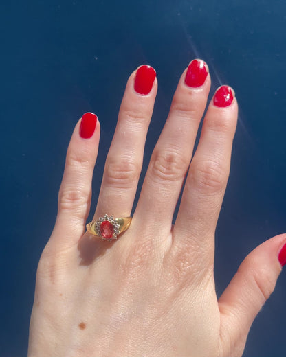 Bague Marguerite Saphir Orange 1.15 carat &amp; Diamants &quot;Pavina&quot;