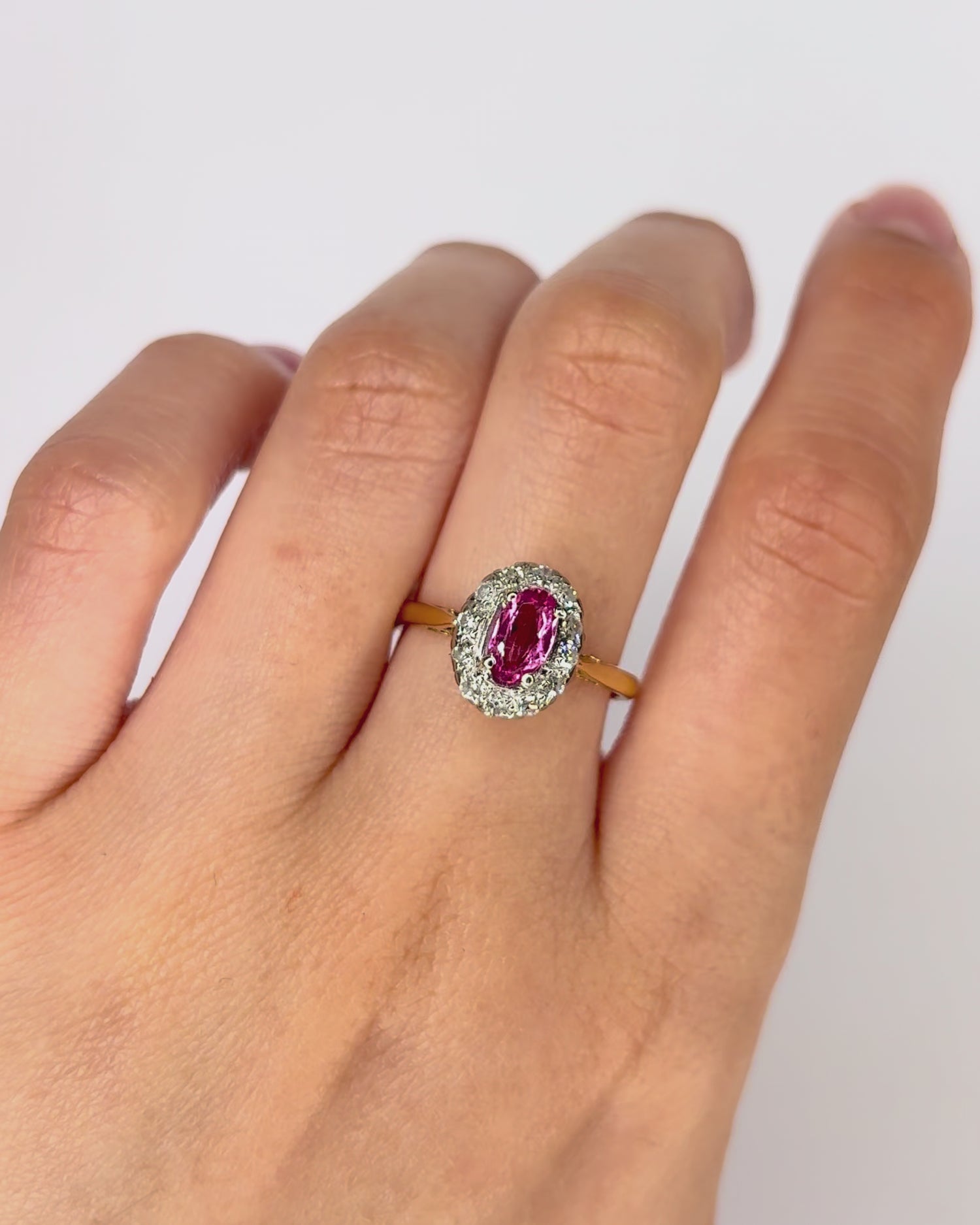 Marguerite Ring Pink Tourmaline 0.48 Carat &amp; Diamonds 0.24 Carat "Lilia"
