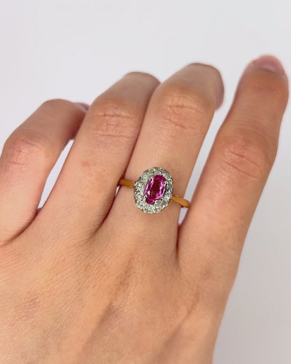 Marguerite Ring Pink Tourmaline 0.48 Carat &amp; Diamonds 0.24 Carat "Lilia"