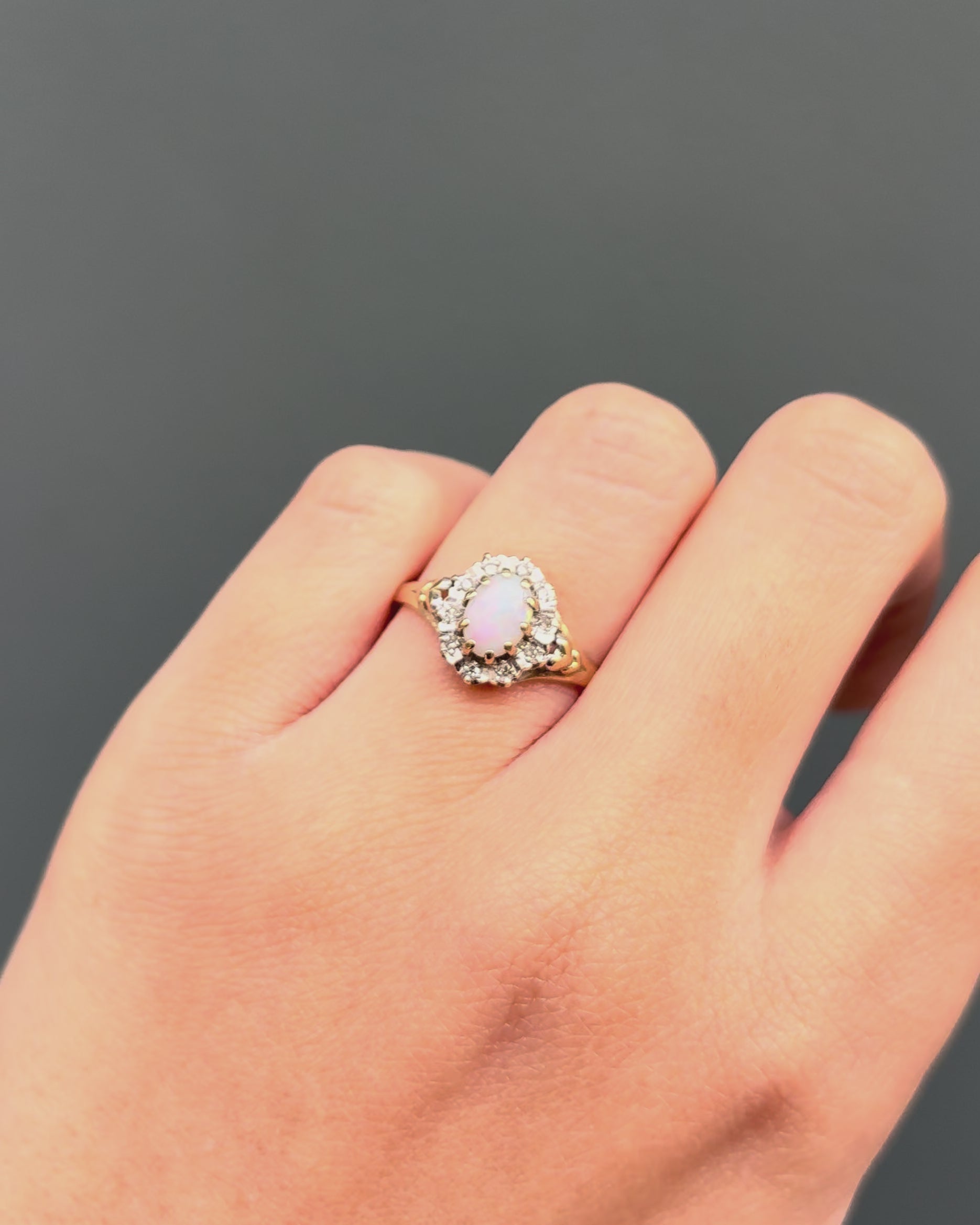 Bague Marguerite Opale &amp; 10 Diamants "Soleya"