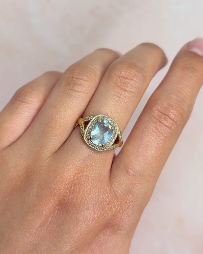 Solitaire Topaz 2.20 Carat &amp; Diamonds Ring "Micheline"
