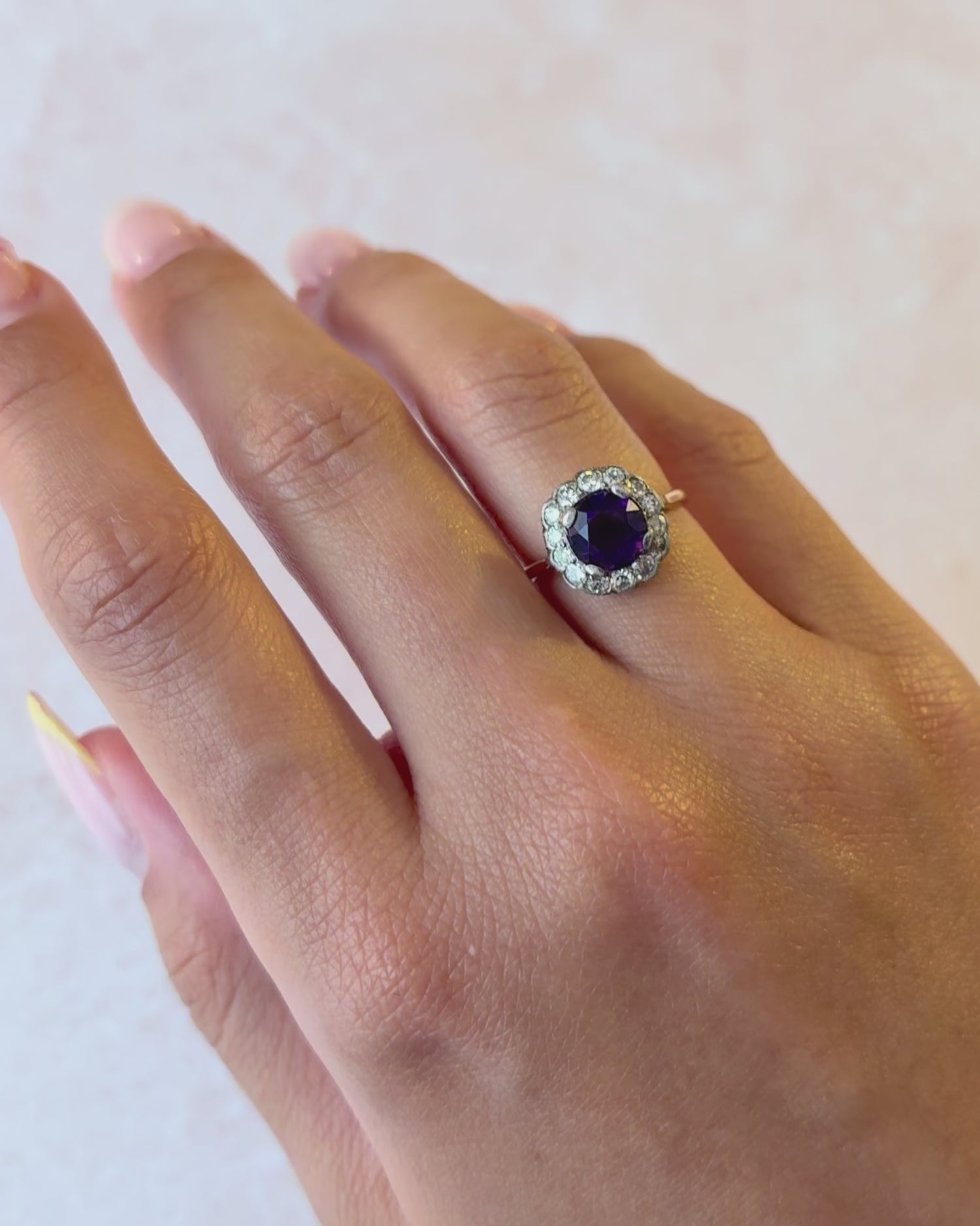 "Molly" Marguerite Amethyst Ring 1.30 Carat &amp; Diamonds 0.42 Carat