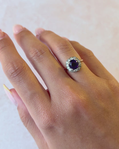 "Molly" Marguerite Amethyst Ring 1.30 Carat &amp; Diamonds 0.42 Carat