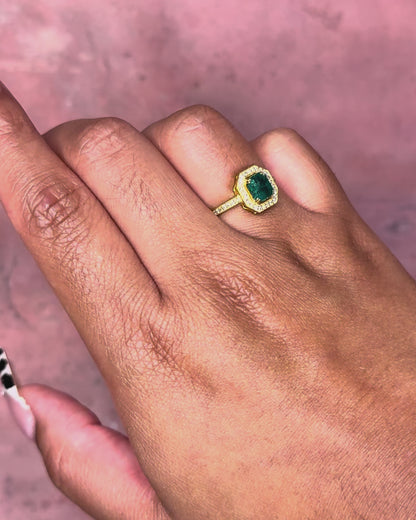 Art Deco-Style Emerald &amp; Diamond Ring "Rémi"