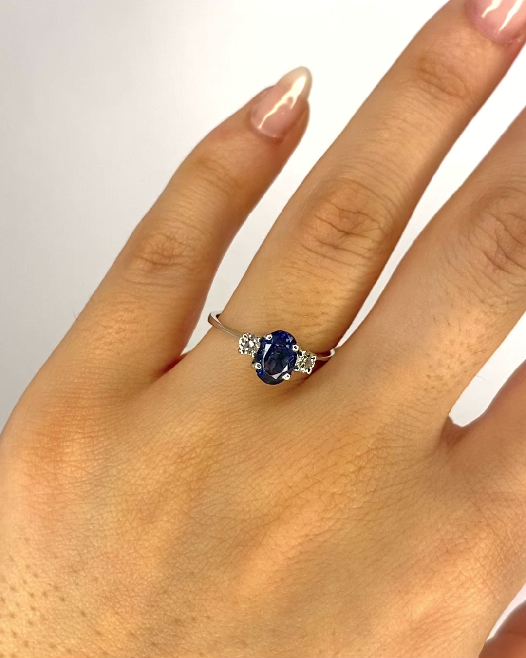 Trilogy Ring Sapphire 1 Carat &amp; Diamonds "Clélia"