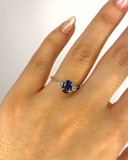 Bague Trilogie Saphir 1 carat &amp; Diamants "Clélia"