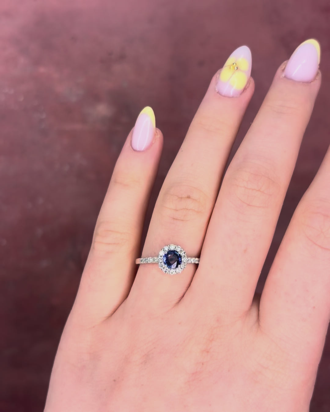 Bague Marguerite Saphir 0.54 carat &amp; Diamants 0.35 carat "Amélia"