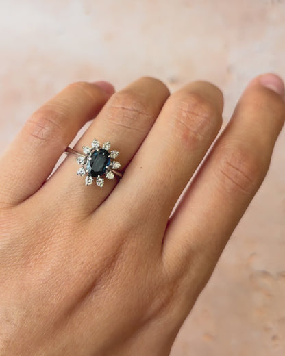 Bague Marguerite Saphir 1 carat &amp; Diamants 0.25 carat "Loreleï"