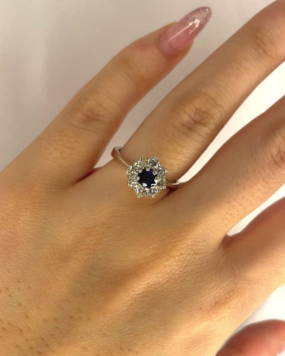 Bague Marguerite Saphir 0.50 carat &amp; Diamants 0.40 carat "Iona"