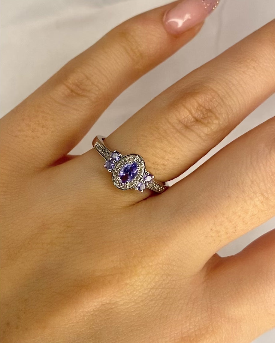 Bague Trilogie Tanzanites 0.45 carat &amp; Diamants "Stany"