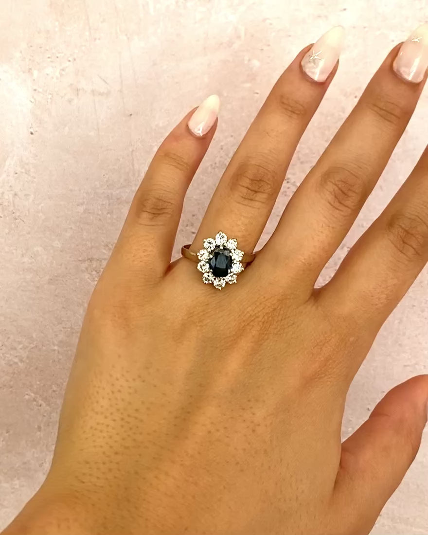Bague Marguerite Saphir 1.52 carat &amp; Diamants 1 carat "Héloise"