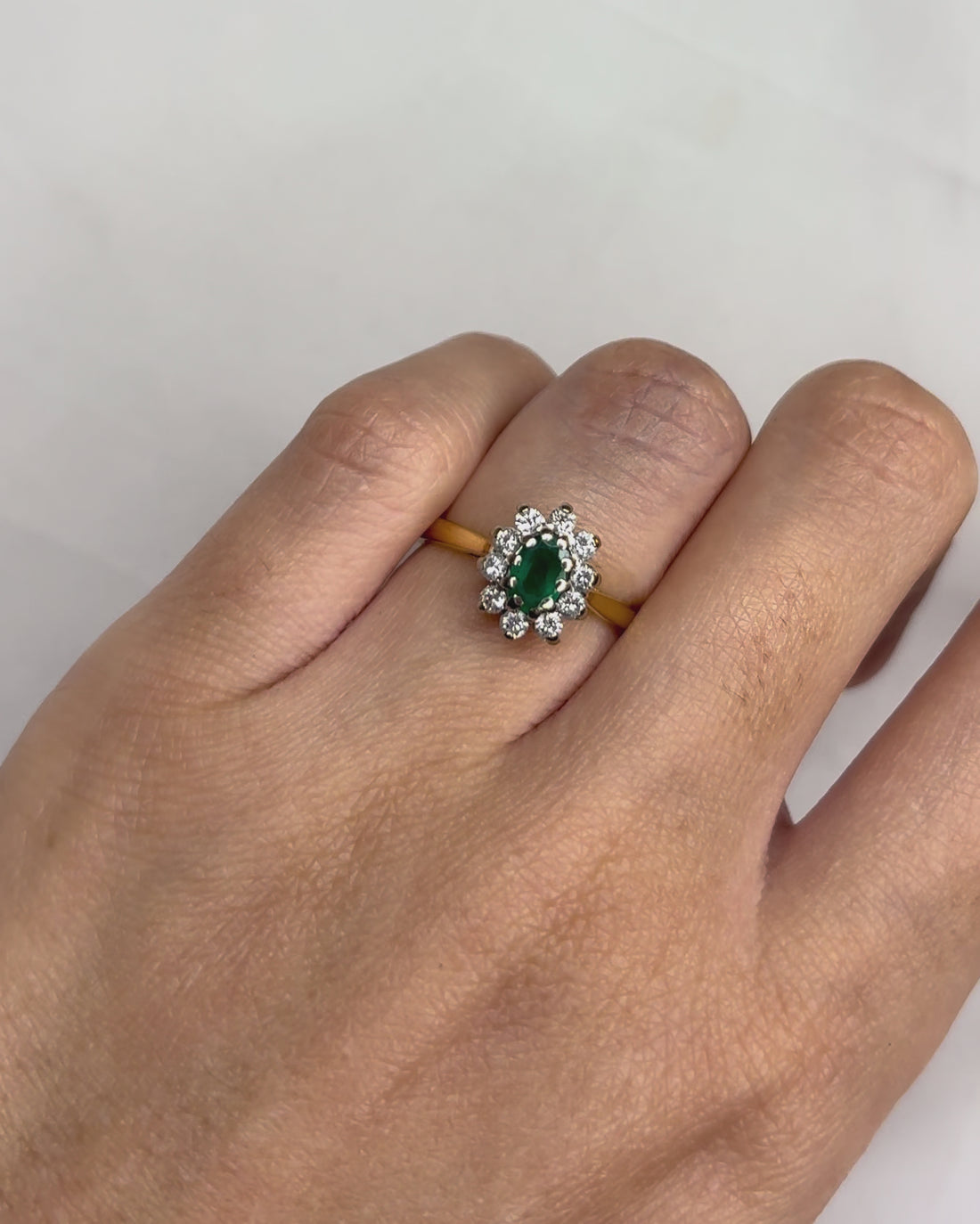 Marguerite Emerald 0.52 carat &amp; Diamonds 0.30 carat Ring &quot;Nélya&quot;