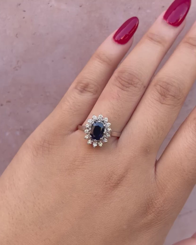 Bague Marguerite Saphir 1.50 carat &amp; Diamants "Laure"