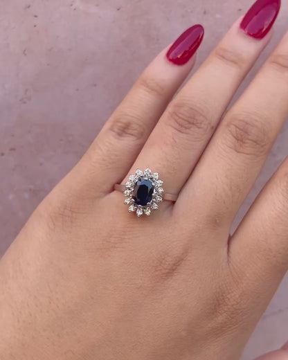 Bague Marguerite Saphir 1.50 carat &amp; Diamants "Laure"