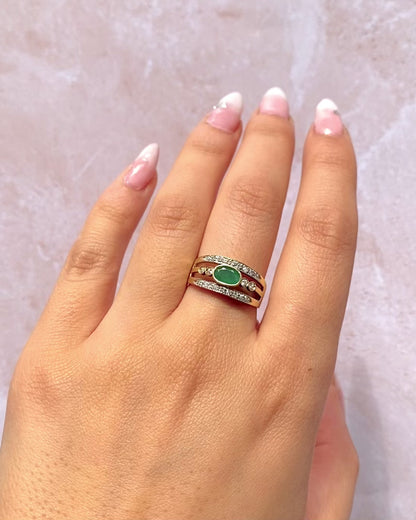 Emerald 0.38 Carat and Diamonds "Olympe" Bangle Ring