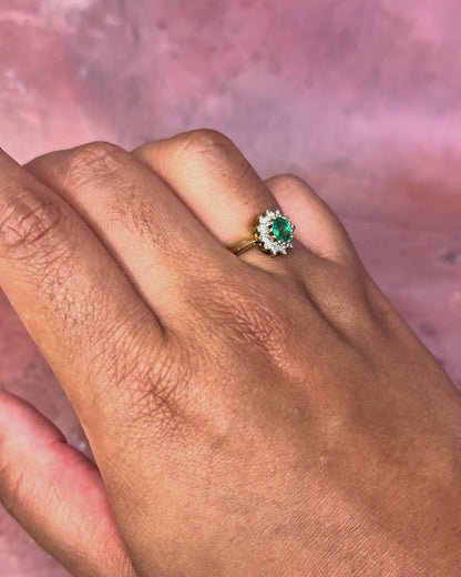 Bague Marguerite Émeraude 0.30 carat &amp; Diamants "Agnes"