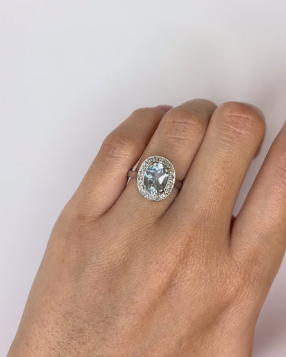 Art Deco Style Ring Topaz 2.40 carats &amp; 20 Diamonds &quot;Antta&quot;