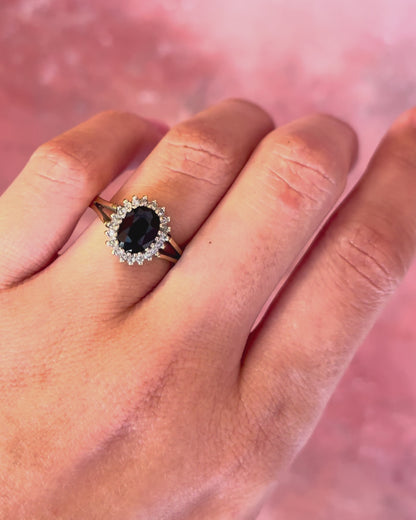 Bague Marguerite Saphir 1.62 carat &amp; Diamants 0.20 carat "Jennifer"