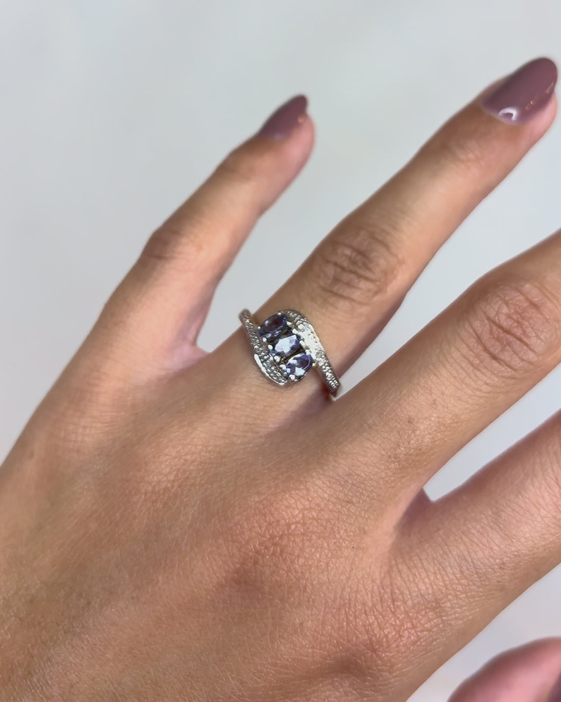 Bague Tourbillon Trilogie Tanzanites &amp; Diamants &quot;Eda&quot;