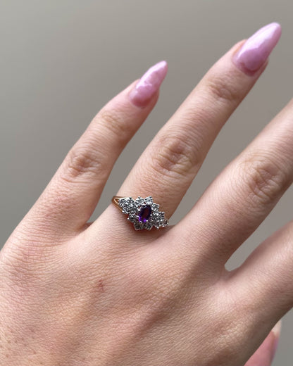 Marguerite River Amethyst &amp; 14 Diamonds Ring &quot;Lamia&quot;