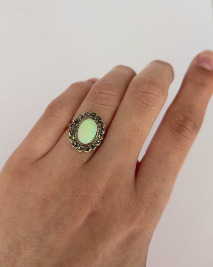 Daisy Opal Ring 2.18 Carats &amp; Diamonds "Jasmine"