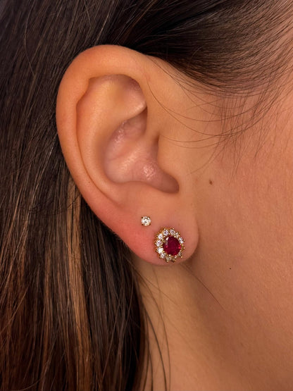 Puces Marguerite Rubis 0.80 carat &amp; Diamants 0.48 carat "Adèle" - Elliade Paris