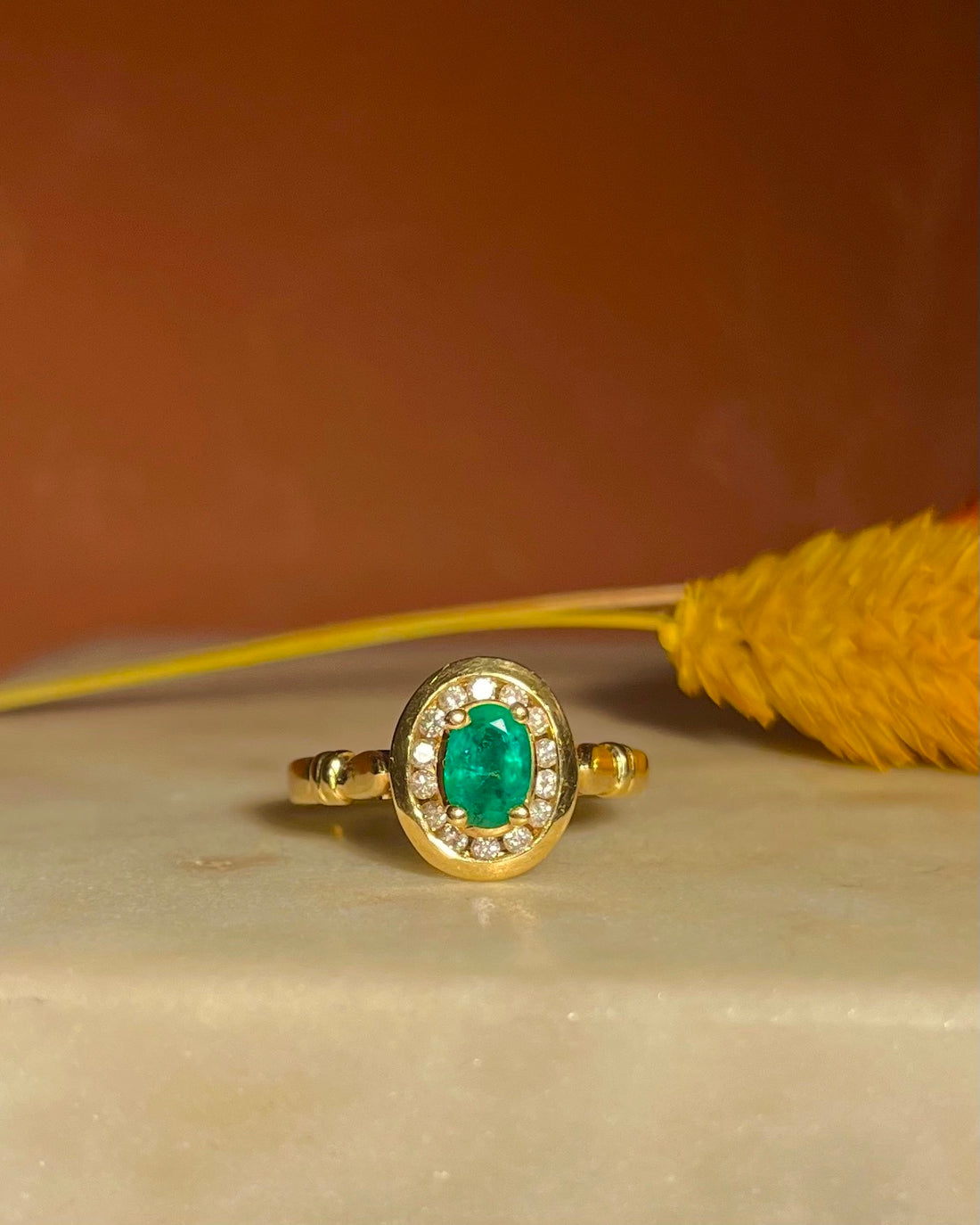 Bague style Art déco Emeraude &amp; Diamants &quot;Reina&quot;