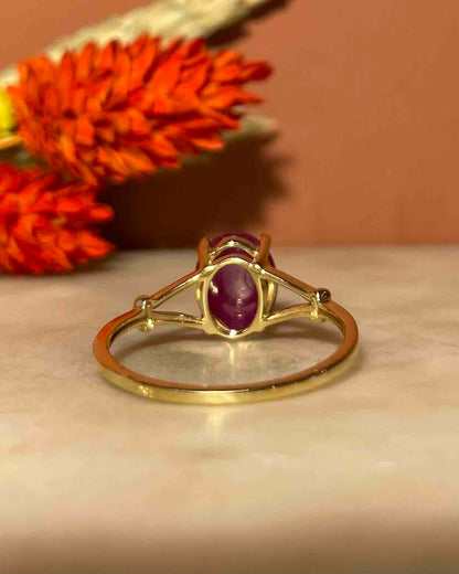 Bague solitaire Rubis 2.80 carats cabochon &quot;Mélanie&quot;