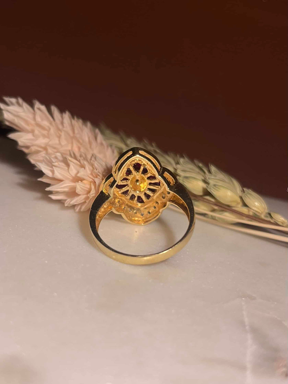 Bague style Art-déco Jupon Rubis &amp; Diamants &quot;Shelby &quot;