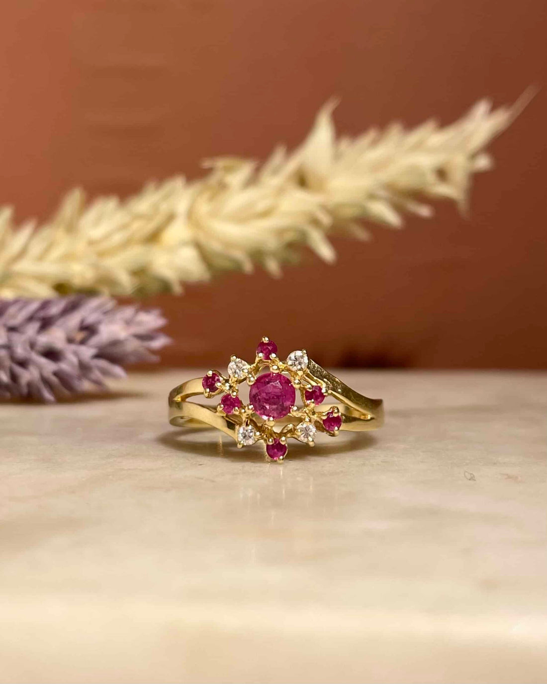 Bague Marguerite Rubis &amp; Diamants &quot;Anaelle&quot;