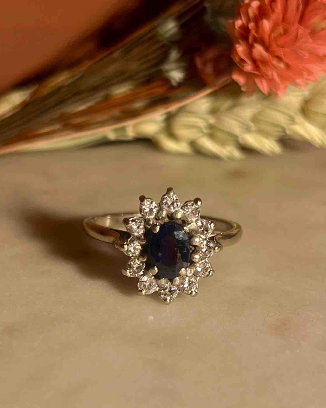 "Amanda" Sapphire &amp;amp; Diamond Daisy Ring