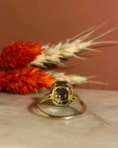 Bague Style Art-Déco Saphir &amp; 30 Diamants &quot;Lobanova&quot;