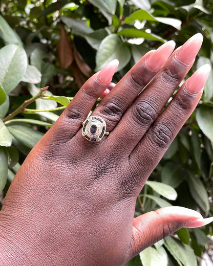 Bague Style Art-Déco 17 Saphirs &amp; 10 Diamants &quot;Haven&quot;